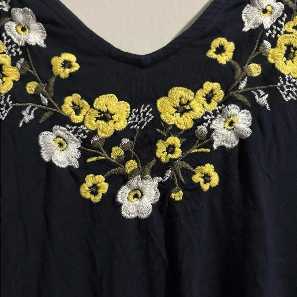 LOFT Navy Dress with Yellow & White Floral Embroidery - Picture 5 of 9